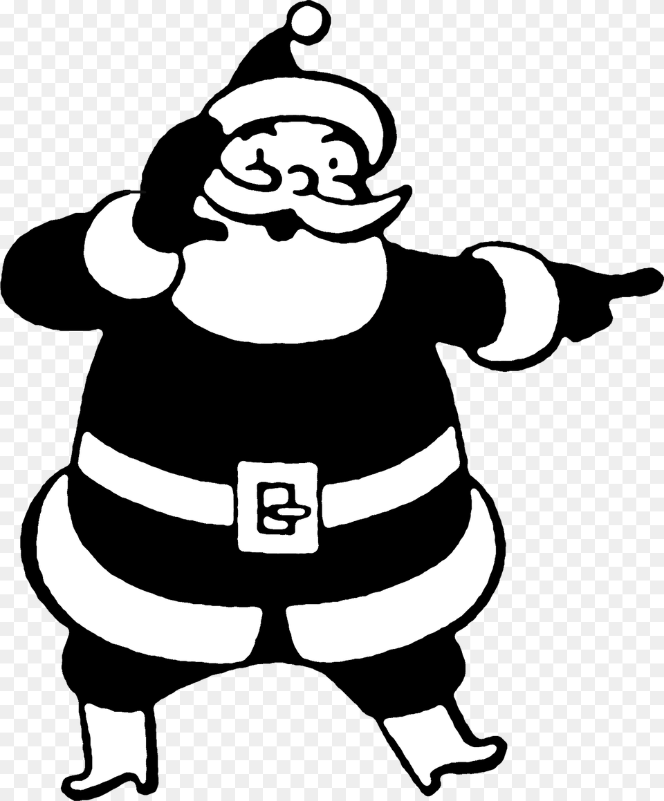 Santa Claus Christmas Black And White Clip Art, Stencil, Baby, Person, Face Free Transparent Png