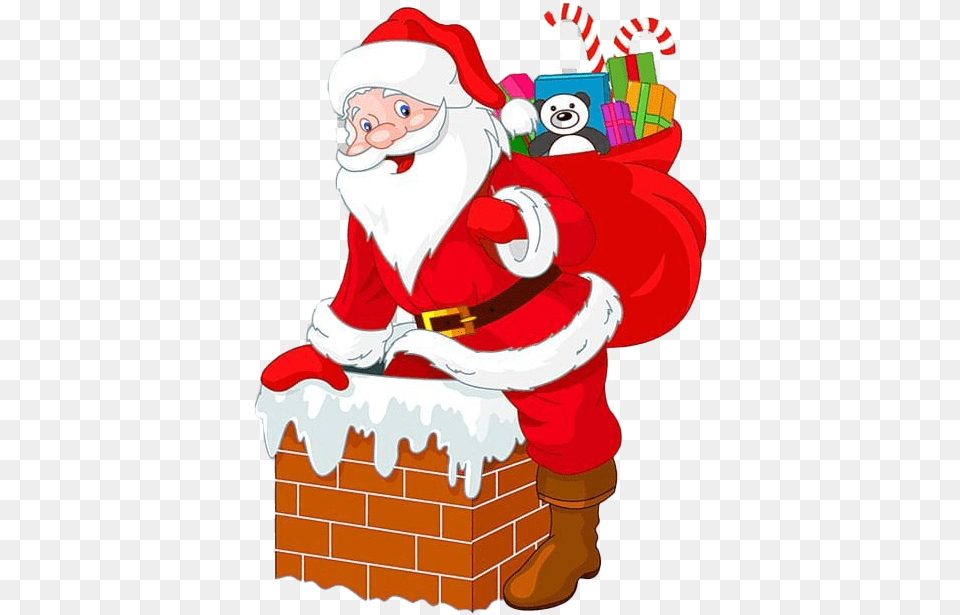 Santa Claus Christmas Chimney File Santa Claus In Chimney, Elf, Festival, Dynamite, Weapon Free Transparent Png