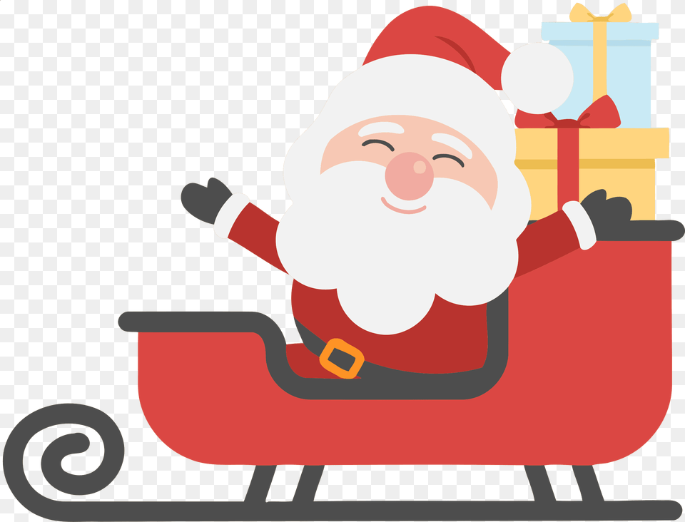 Santa Claus Christmas Day Christmas Tree Holiday Gift Santa In Sleigh Clipart, Grass, Plant, Lawn, Baby Free Png Download