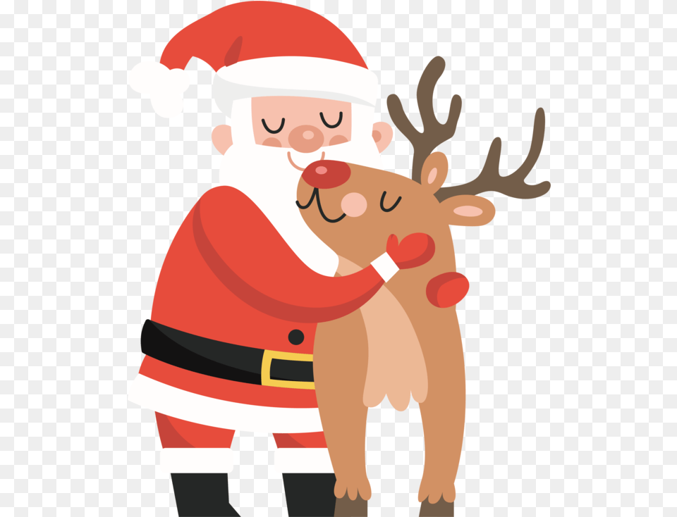 Santa Claus Christmas Day Clauss Cartoon, Baby, Person, Animal, Deer Png