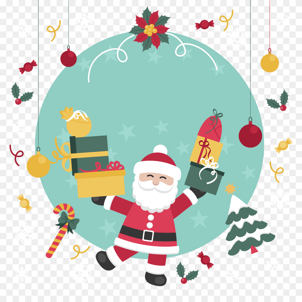 Santa Claus Christmas Gift Ornament Pattern For Illustration, Elf, Baby, Person, Outdoors Png Image