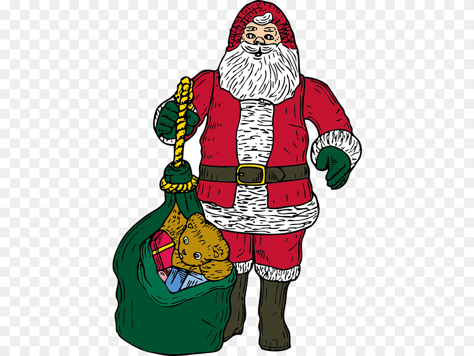 Santa Claus Christmas Xmas Saint Nicholas Presents Santa With Presents, Adult, Female, Person, Woman Free Transparent Png
