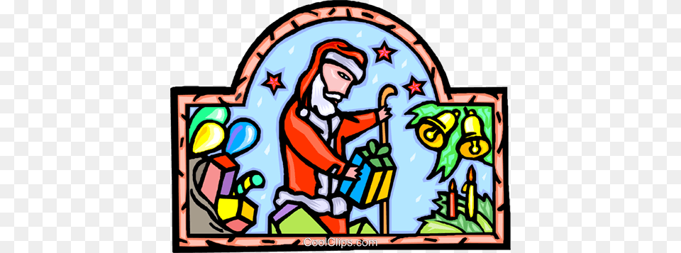 Santa Claus Delivering Presents Royalty Vector Clip Art, Person, Face, Head Free Png