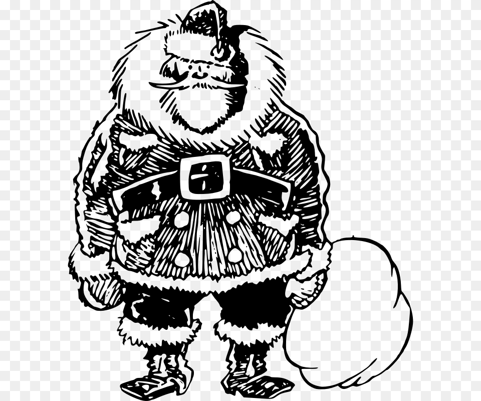 Santa Claus Drawing Overweight Clip Art, Gray Free Png