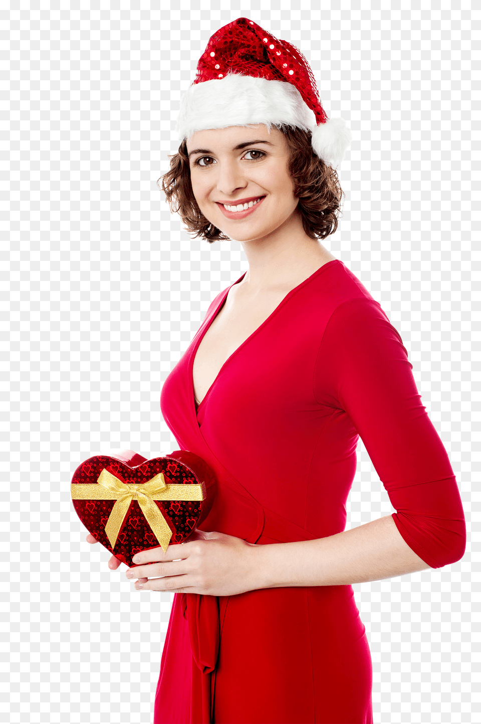 Santa Claus Female Holding Gift Christmas Day Free Transparent Png