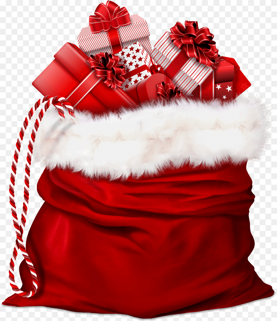 Santa Claus Gifts Red Bag Christmas Present Santa Toy Bag, Gift, Adult, Wedding, Person Free Transparent Png