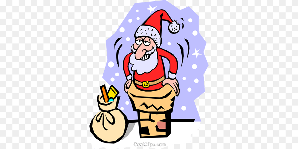 Santa Claus Going Down The Chimney Royalty Vector Clip Art, Baby, Person, Face, Head Free Transparent Png