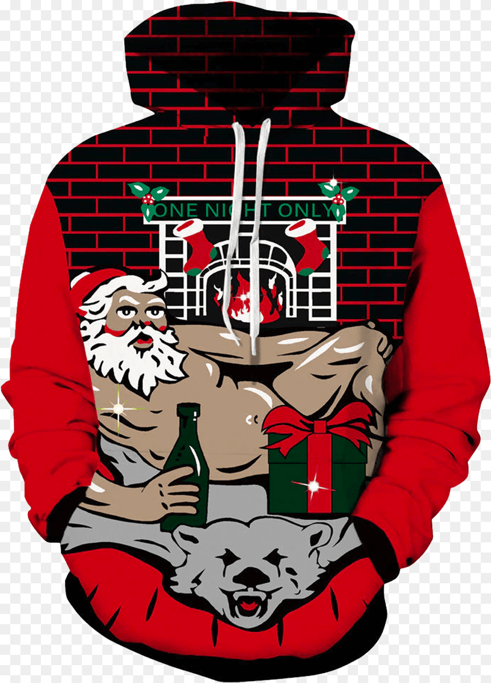 Santa Claus Hd 3d, Sweatshirt, Clothing, Sweater, Hood Free Png