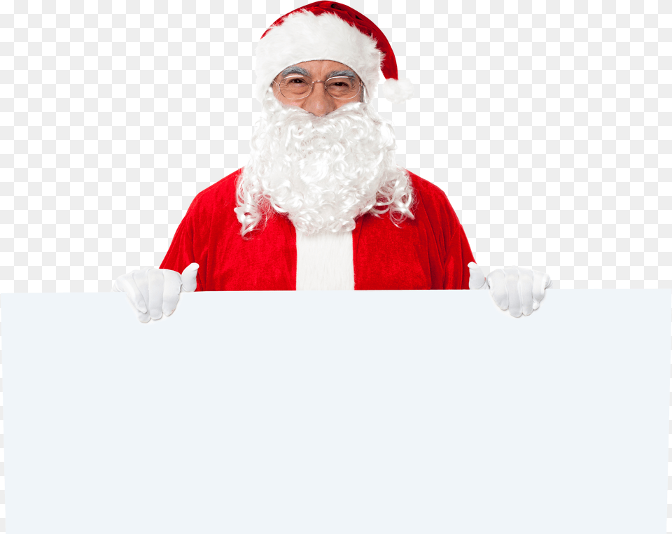 Santa Claus Holding Banner Royalty Image Santa Claus Holding, Person, Glove, Man, Male Free Transparent Png