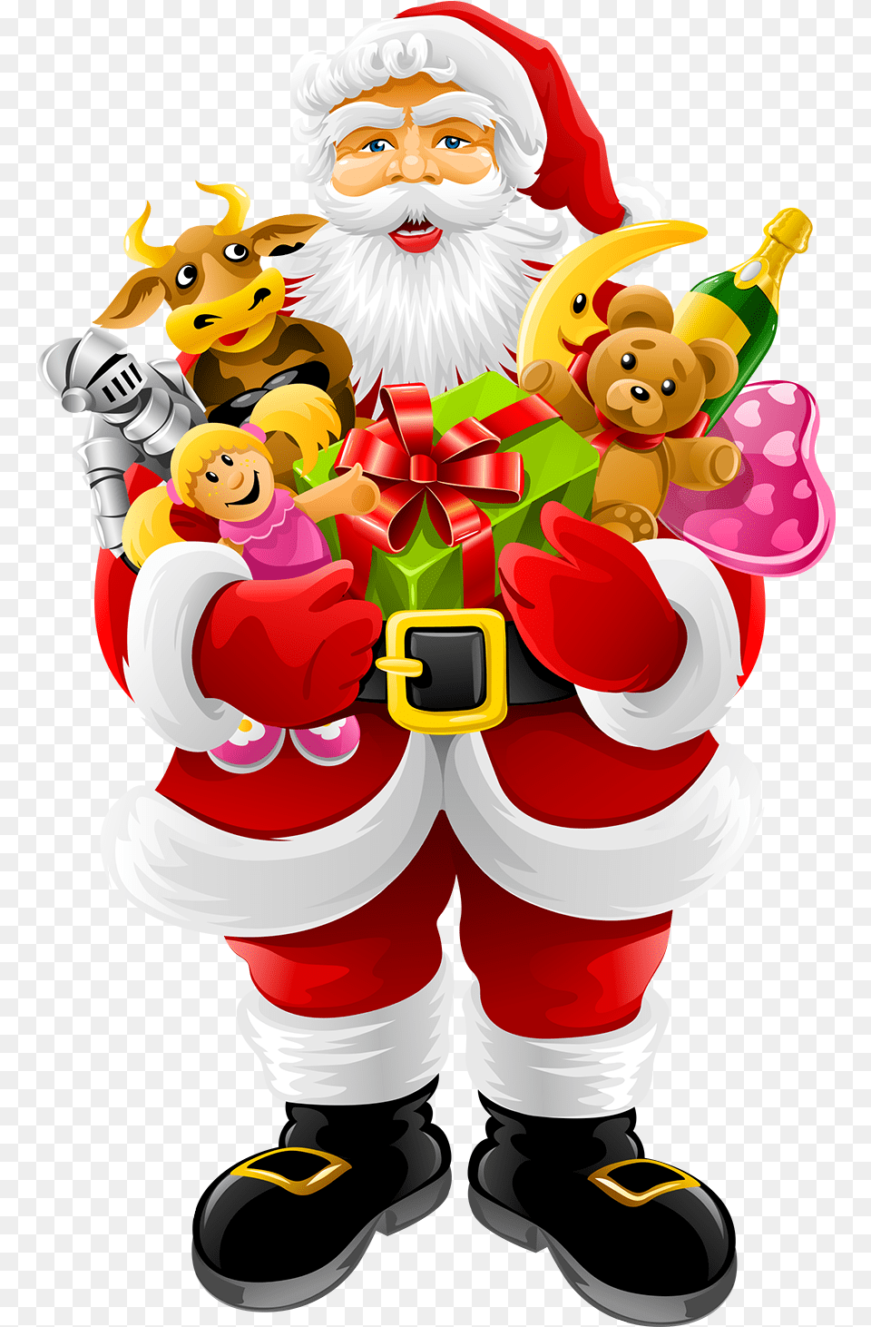 Santa Claus Holding Gifts Christmas Festival Download, Baby, Face, Head, Person Png Image