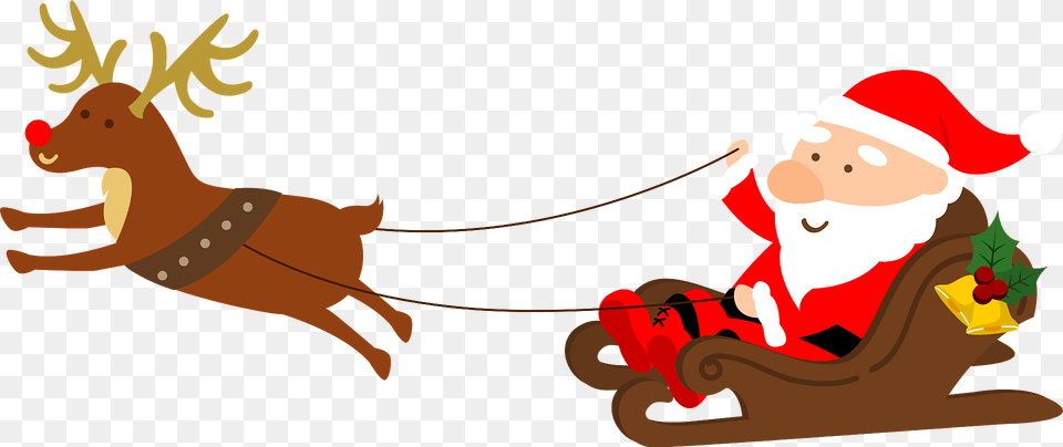 Santa Claus In A Sleigh Pulled By Reindeer Clipart, Animal, Bear, Mammal, Wildlife Png Image