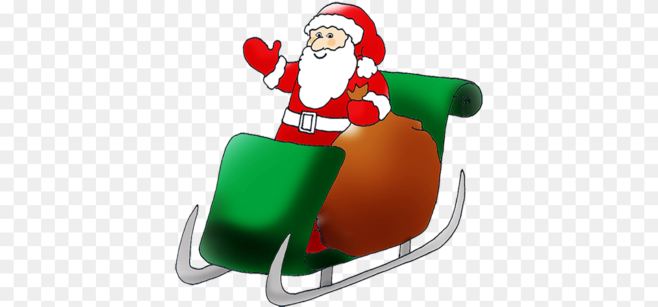 Santa Claus In Sledge, Sled, Baby, Face, Head Png Image
