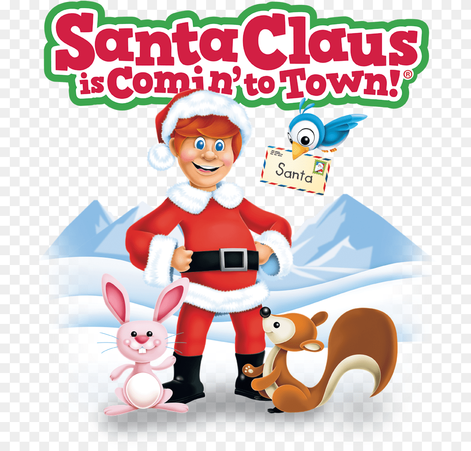 Santa Claus Is Comin To Town Animal Friends Men39s Crewneck Shirt, Book, Comics, Publication, Baby Png Image
