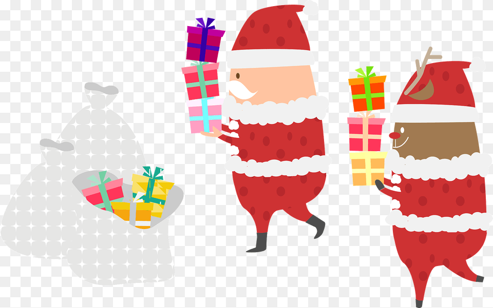 Santa Claus Is Filling Gift Bags Clipart, Cream, Dessert, Food, Ice Cream Free Png