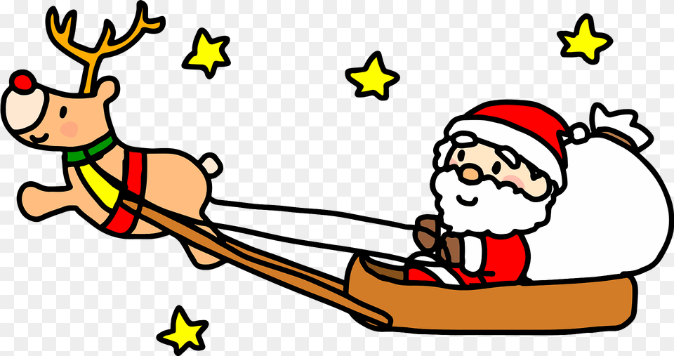 Santa Claus Is In A Sleigh Pulled By Reindeer Clipart, Outdoors, Face, Head, Person Free Transparent Png