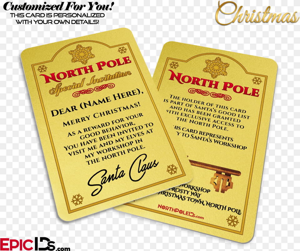 Santa Claus North Pole Official Invitation Personalized, Text Free Png Download