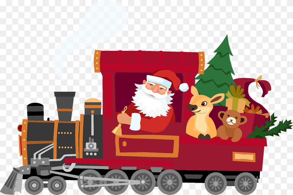 Santa Claus On A Train Clipart, Animal, Mammal, Wildlife, Bear Png