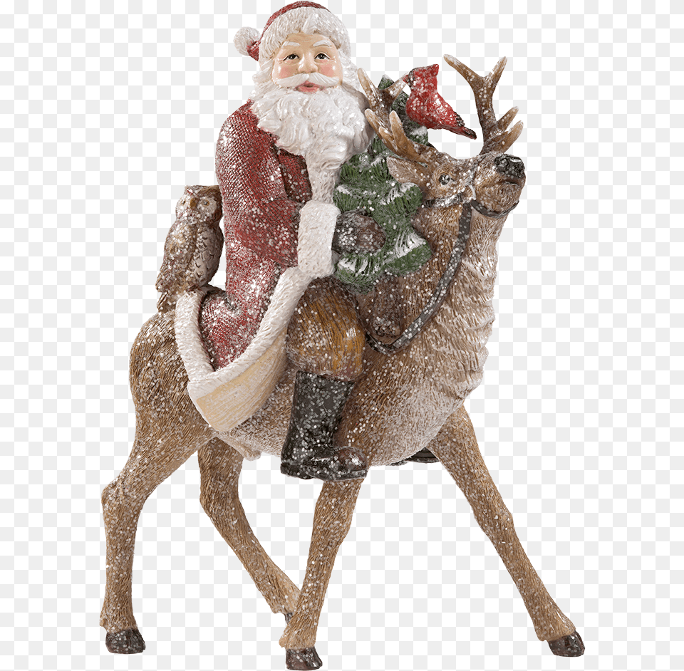 Santa Claus On Reindeer Santa Claus, Figurine, Person, Head, Face Png