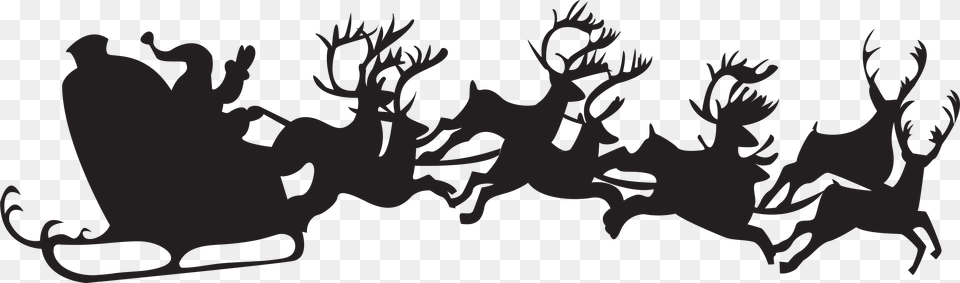 Santa Claus Reindeer Christmas Silhouette Clip Art Santa Sleigh Silhouette, Stencil, Baby, Person Png Image