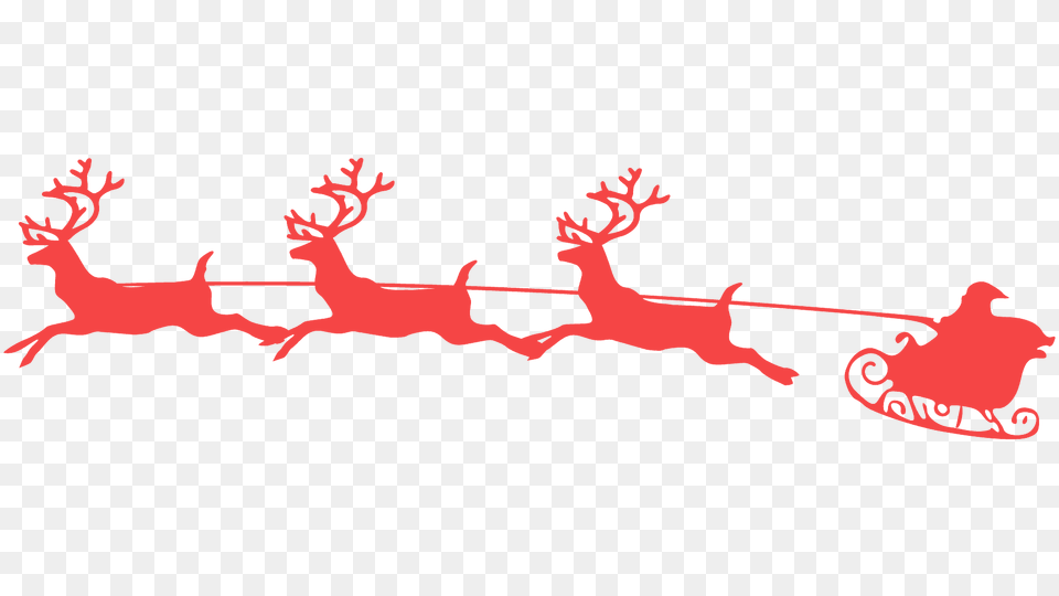 Santa Claus Riding A Sleigh With Deers Silhouette, Animal, Mammal, Wildlife, Antelope Png Image
