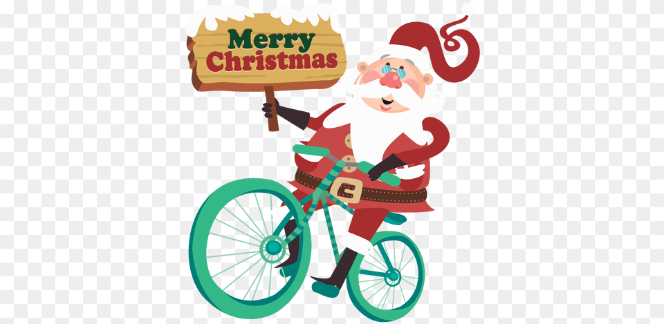 Santa Claus Riding Bicycle Merry Christmas Santa, Machine, Wheel, Baby, Person Free Png