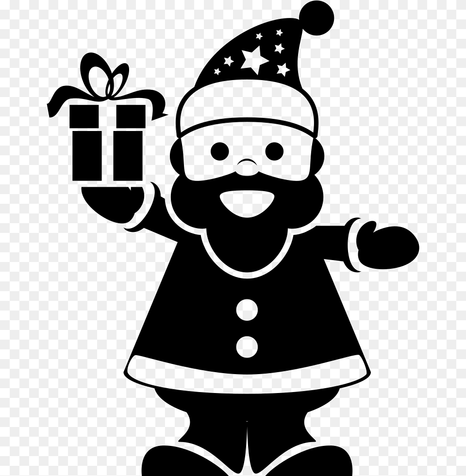 Santa Claus Ringing A Bell, Stencil, Nature, Outdoors, Snow Png