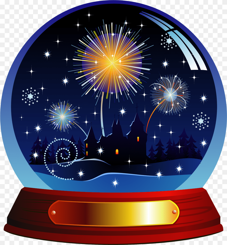 Santa Claus Snow Globe Clip Art Snow Globe Happy New Year Clipart, Lighting, Fireworks, Outdoors, Night Png Image