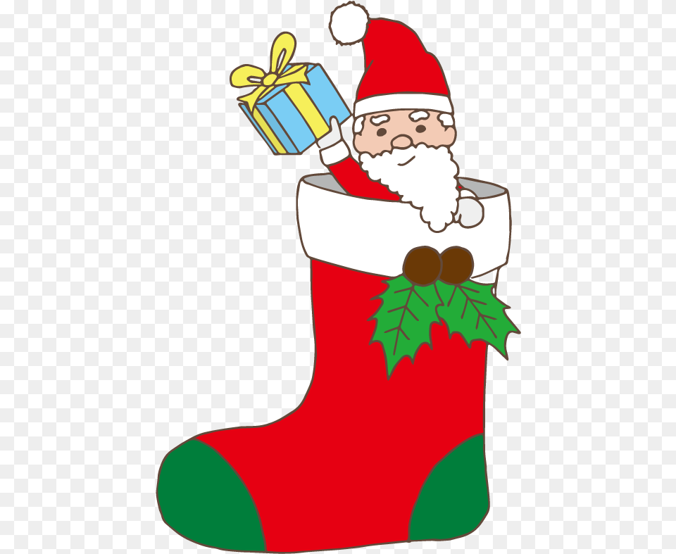 Santa Claus Stealing A Present Christmas Stocking, Gift, Festival, Christmas Decorations, Hosiery Free Png