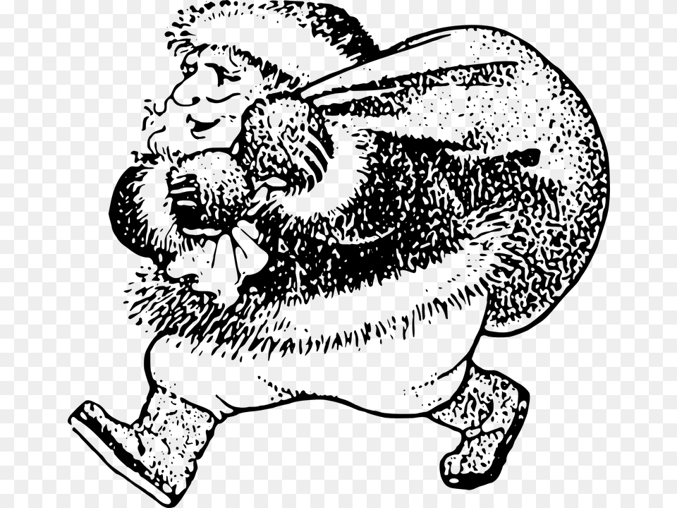 Santa Claus Vintage Drawing, Person, Face, Head, Animal Png Image