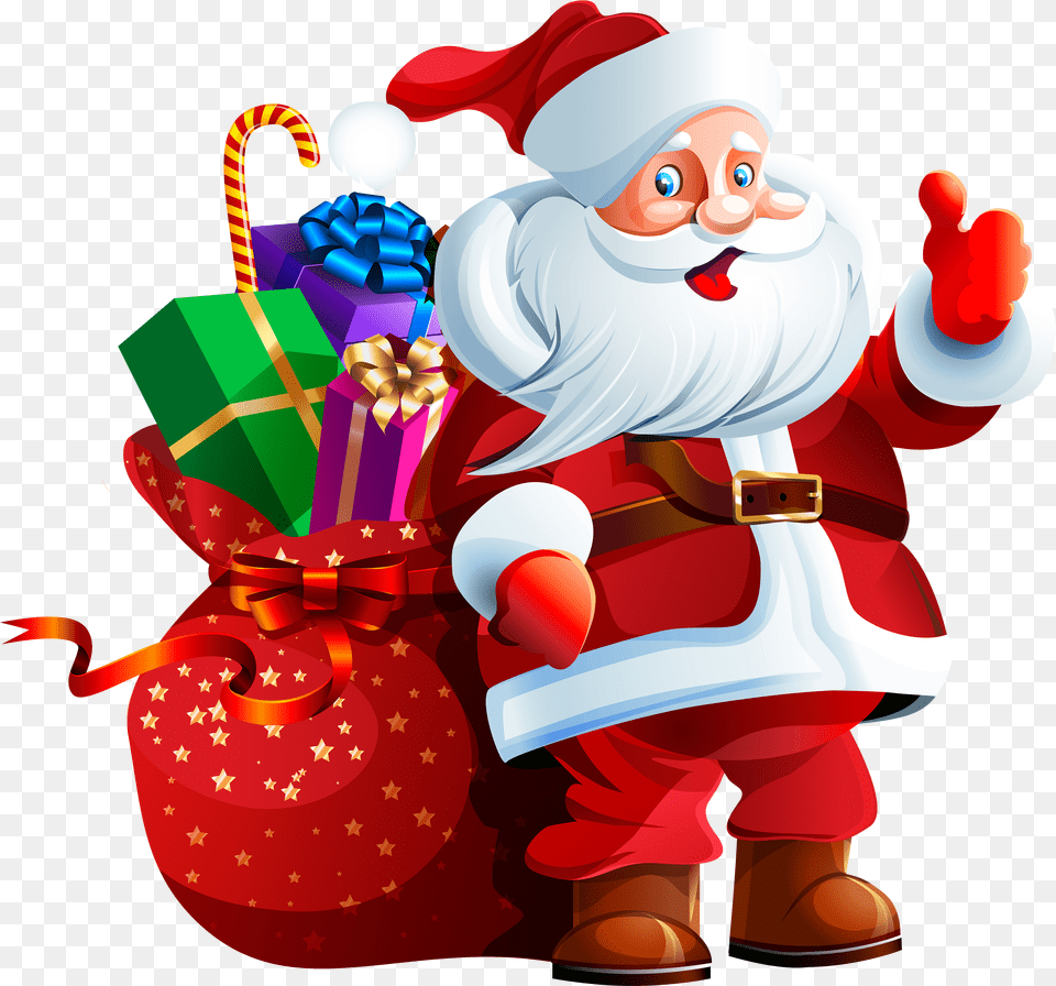 Santa Claus With Big Bag Clipart Christmas Santa Images, Elf, Dynamite, Weapon Png Image
