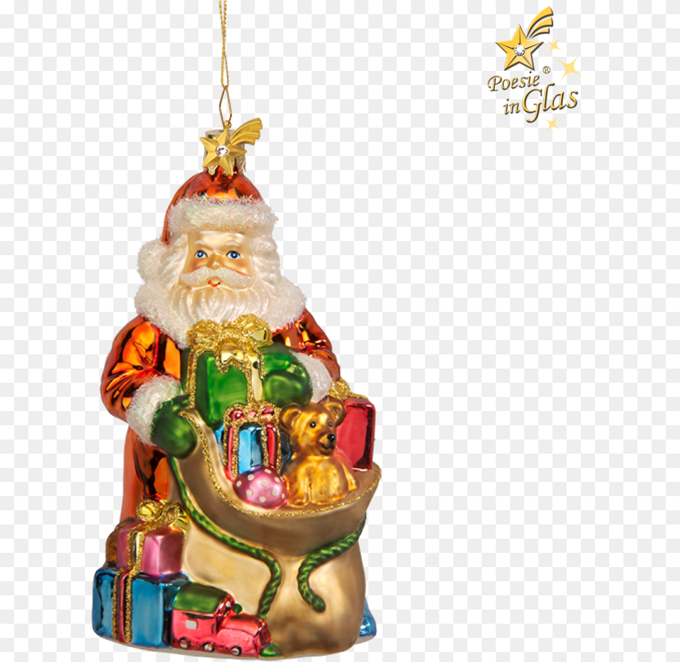 Santa Claus With Gift Bag Christmas Ornament, Woman, Adult, Bride, Wedding Png