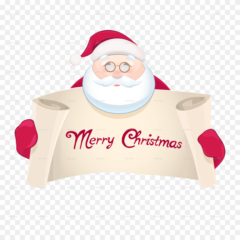 Santa Claus With Greetings Banner Santa Claus With Banner, Paper, Text, Outdoors Free Png Download