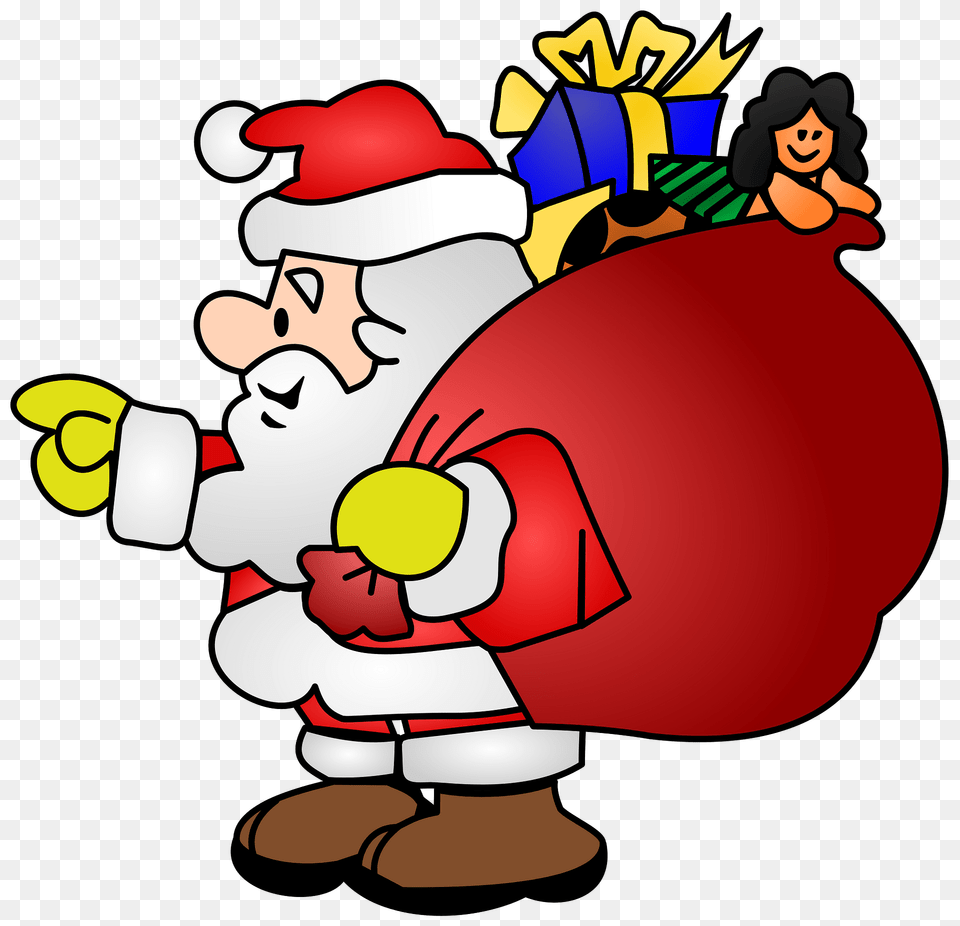 Santa Claus With Sack Clipart, Face, Head, Person, Baby Png Image