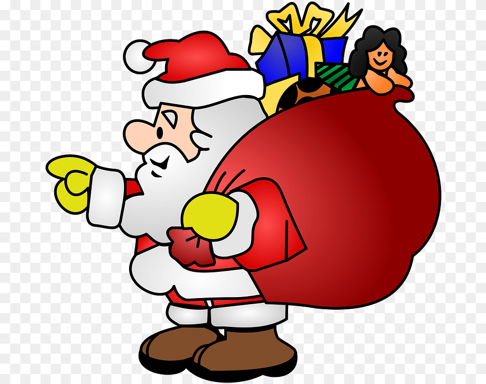 Santa Claus With Sack Clipart Santa Sack Of Toys, Baby, Person, Face, Head Free Png Download