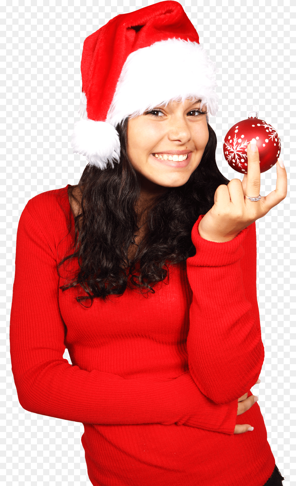 Santa Claus Woman Holding Ball Woman Santa Claus, Body Part, Smile, Person, Face Free Transparent Png