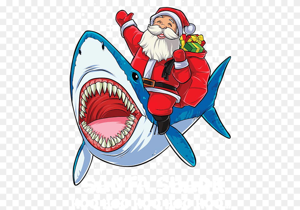 Santa Clause And Shark, Baby, Person, Animal, Sea Life Png Image
