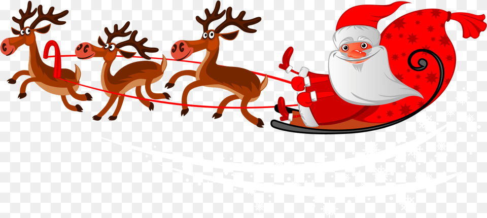 Santa Clauss Reindeer Mrs Santa Sleigh Cartoon, Outdoors, Nature, Animal, Deer Free Transparent Png