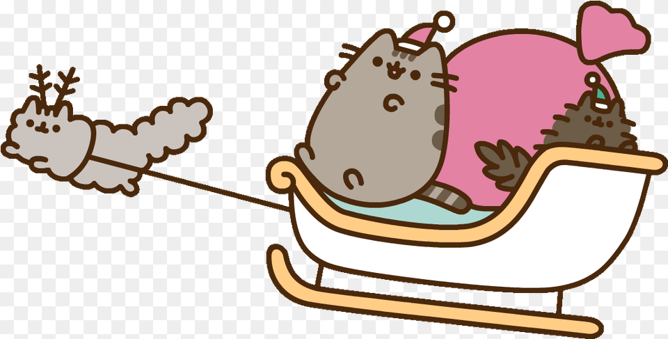 Santa Claws Cat Sticker By Pusheen Clipart Pusheen, Sled, Outdoors Free Png Download
