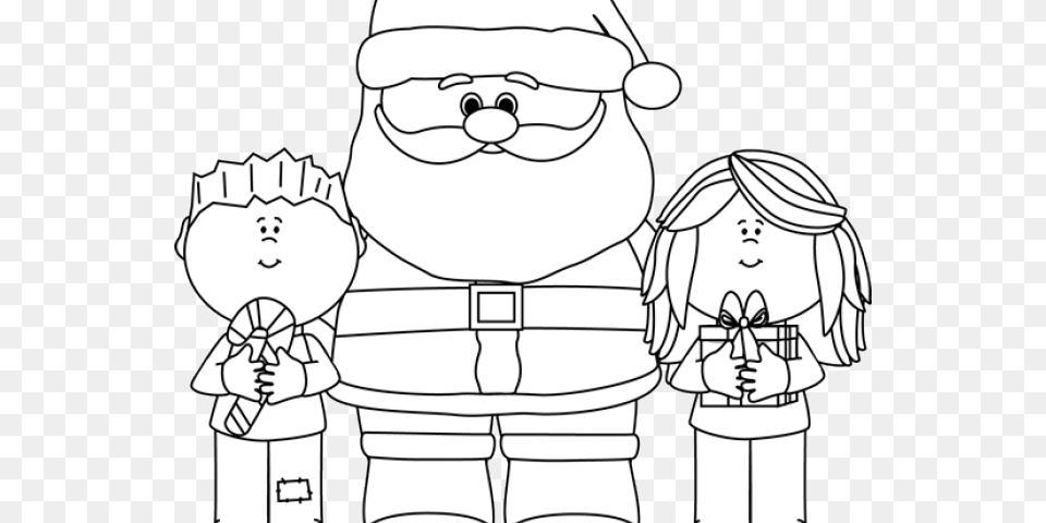 Santa Clipart Black And White Colour By Addition Christmas, Book, Comics, Publication, Person Png