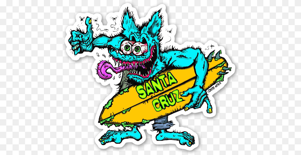 Santa Cruz Crazed Wolf Surfer Sticker Santa Cruz Graphics, Nature, Outdoors, Sea, Water Free Transparent Png