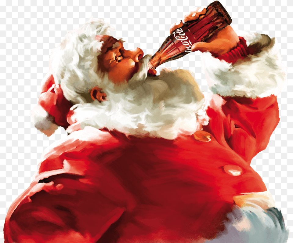 Santa Drinking Coca Cola, Beverage, Soda Png Image