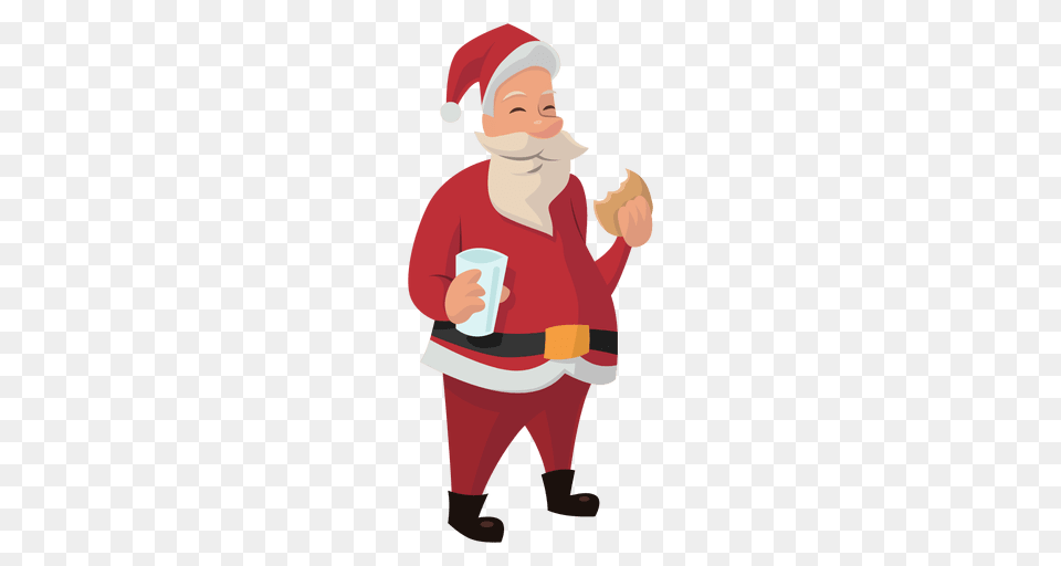 Santa Eating Cookie Cartoon, Elf, Baby, Person, Portrait Png Image