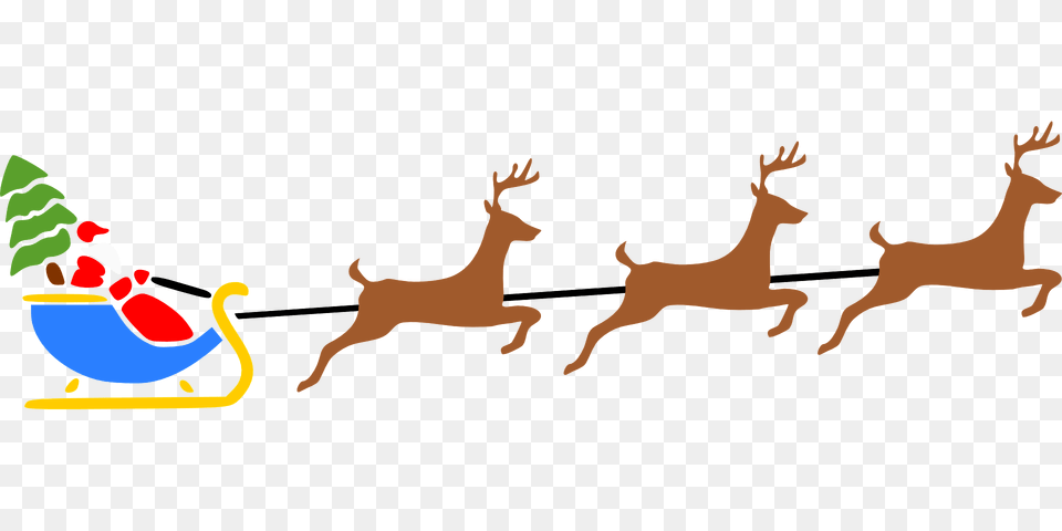 Santa Flying On Sleigh Clipart, Animal, Antelope, Mammal, Wildlife Free Png