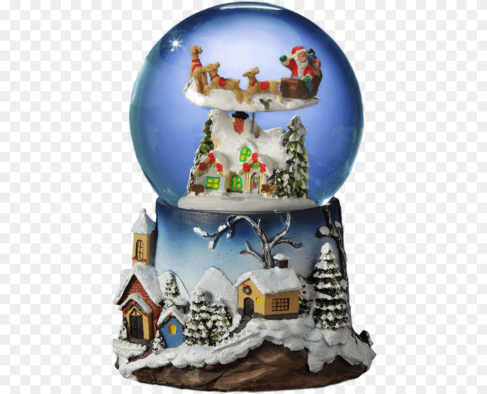 Santa Flying Over Village 120mm Snowglobe Snow Globe, Baby, Person, Outdoors, Nature Png