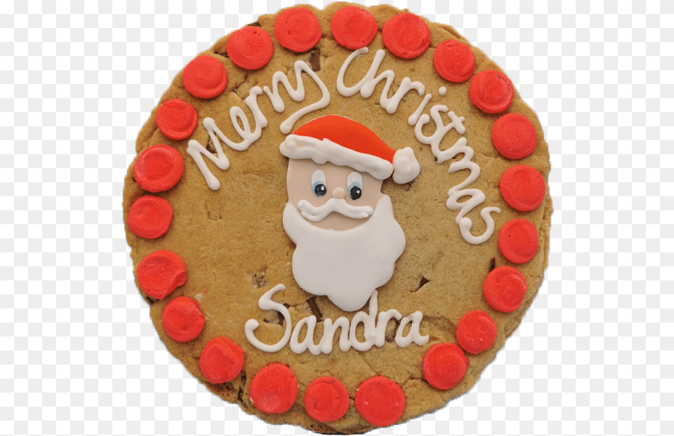 Santa Giant Chocolate Chip Cookie Happy, Birthday Cake, Cake, Cream, Dessert Free Png Download