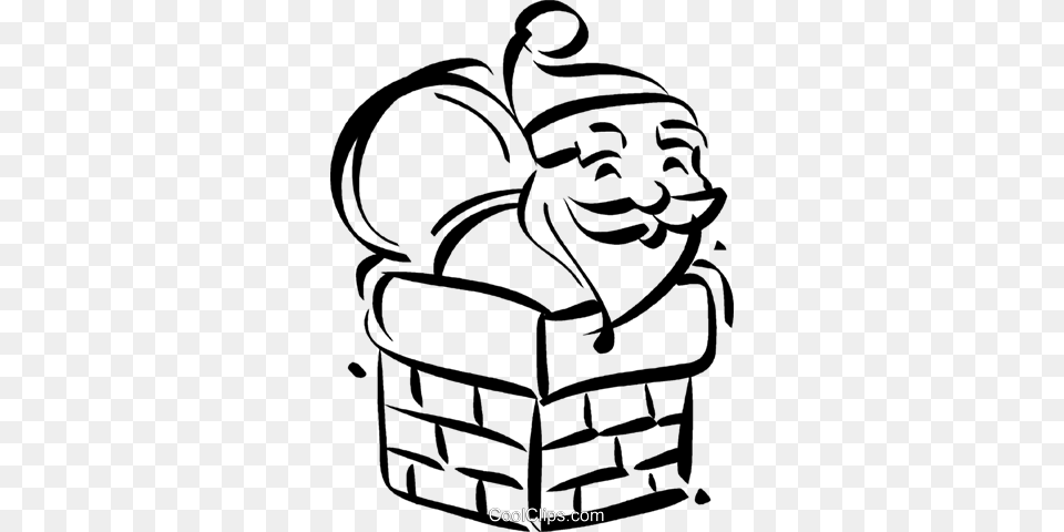 Santa Going Down The Chimney Royalty Vector Clip Art, Person, Chair, Furniture, Face Free Png