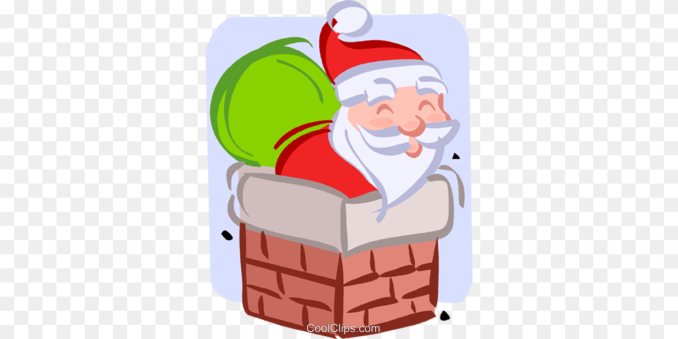 Santa Going Down The Chimney Royalty Vector Clip Art, Elf, Basket, Baby, Person Free Png