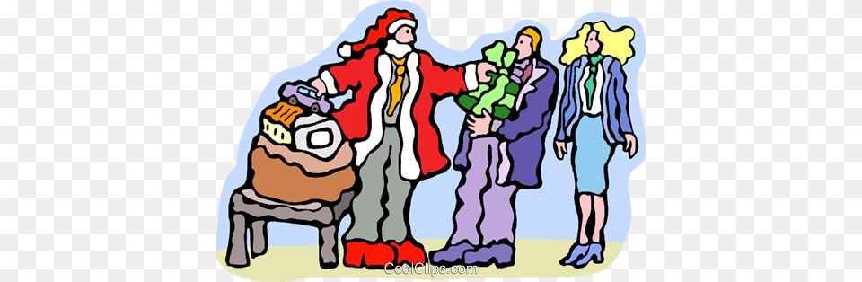 Santa Handing Out Gifts Royalty Vector Clip Art Illustration, Baby, Person, Publication, Comics Png Image