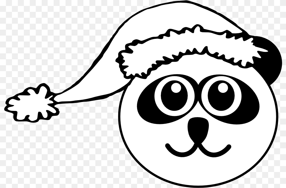 Santa Hat Clipart Head Panda Face Coloring Pages, Stencil, Baby, Person Free Png Download