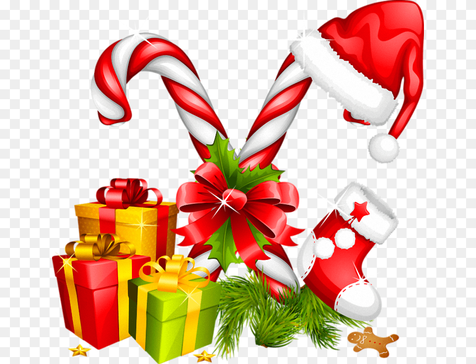 Santa Hat Gifts And Candy Canes Christmas Gallery, Gift, Toy Free Png Download